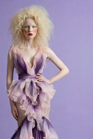 cropped blonde tulle purple front view